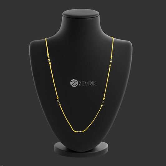 Classic Black Bead Gold Plated Imitation Mangalsutra Chain for Women (24 Inch) - Zevrik