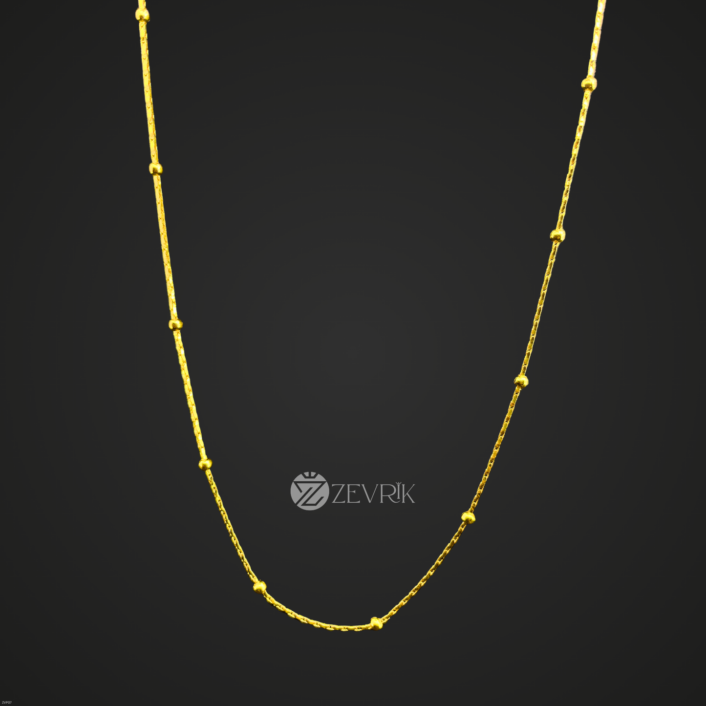 Elegant Gold Plated Beaded Link Chain Necklace for Women (24 Inch) - Zevrik