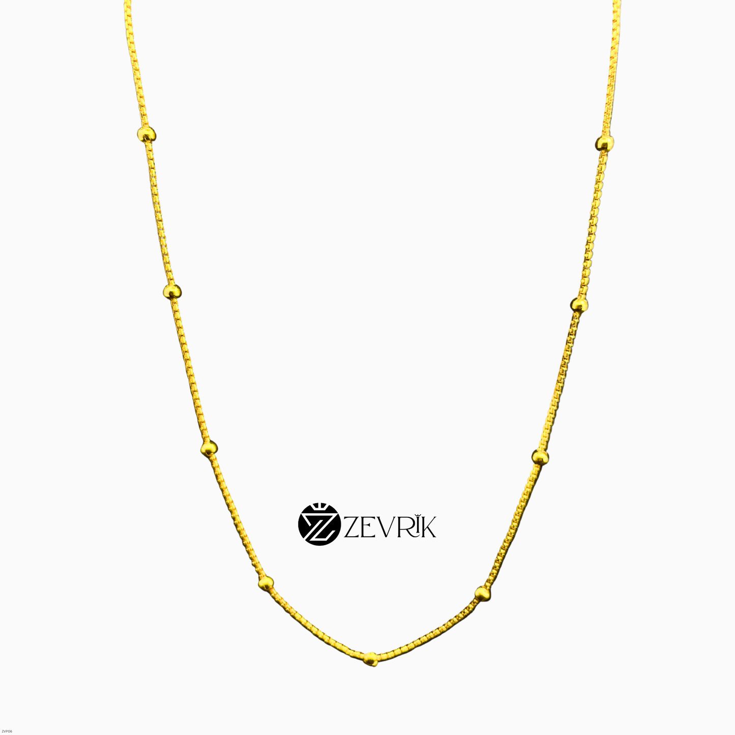 Golden Beaded Gold Plated Imitation Chain for Women (24 Inch) - Zevrik