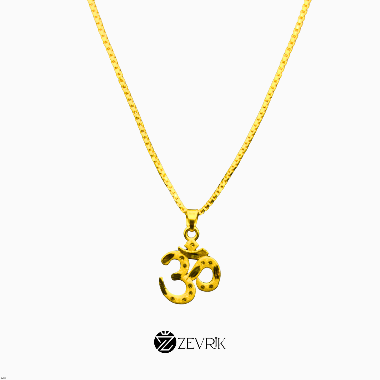 Om Gold Plated Pendant with 24 Inch Chain for Men & Women - Zevrik