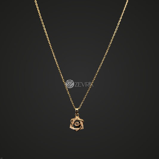 Radiant Rose Eye Gold Plated Imitation Pendant Necklace for Women (22 Inch) - Zevrik