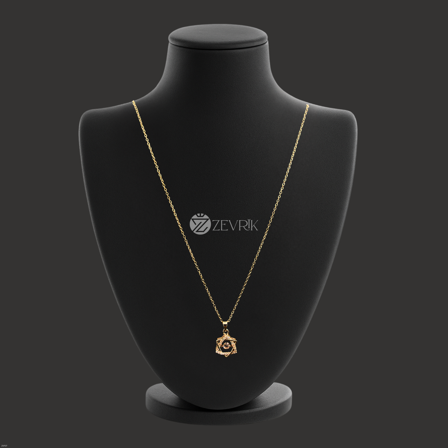 Radiant Rose Eye Gold Plated Imitation Pendant Necklace for Women (22 Inch) - Zevrik