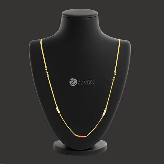 Red & Black Bead Gold Plated Imitation Mangalsutra Chain for Women (24 Inch) - Zevrik