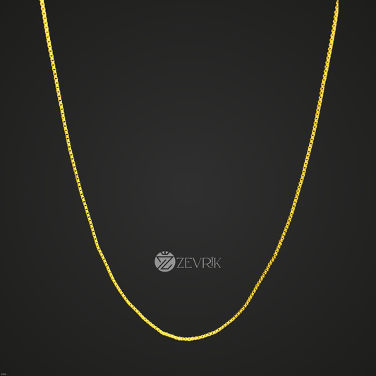Sleek Box Link Gold Plated Imitation Chain for Women (24 Inch) - Zevrik