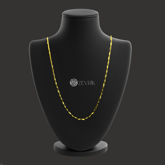 Textured Gold Plated Imitation Chain for Women (24 Inch) - Zevrik