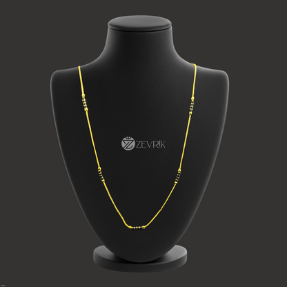 Classic Black Bead Gold Plated Imitation Mangalsutra Chain for Women (24 Inch) - Zevrik