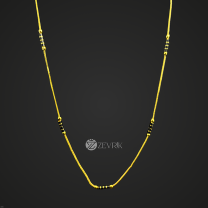 Classic Black Bead Gold Plated Imitation Mangalsutra Chain for Women (24 Inch) - Zevrik