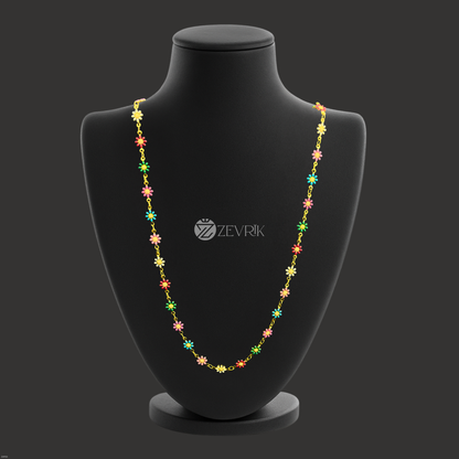 Colorful Floral Gold Plated Imitation Chain for Women (24 Inch) - Zevrik