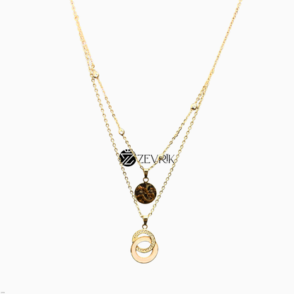 Dual Layer Gold Plated Pendant Chain Necklace for Women - Zevrik