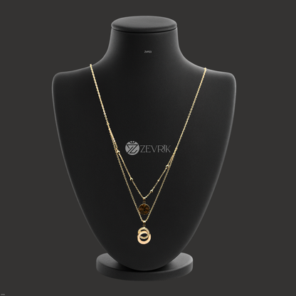 Dual Layer Gold Plated Pendant Chain Necklace for Women - Zevrik