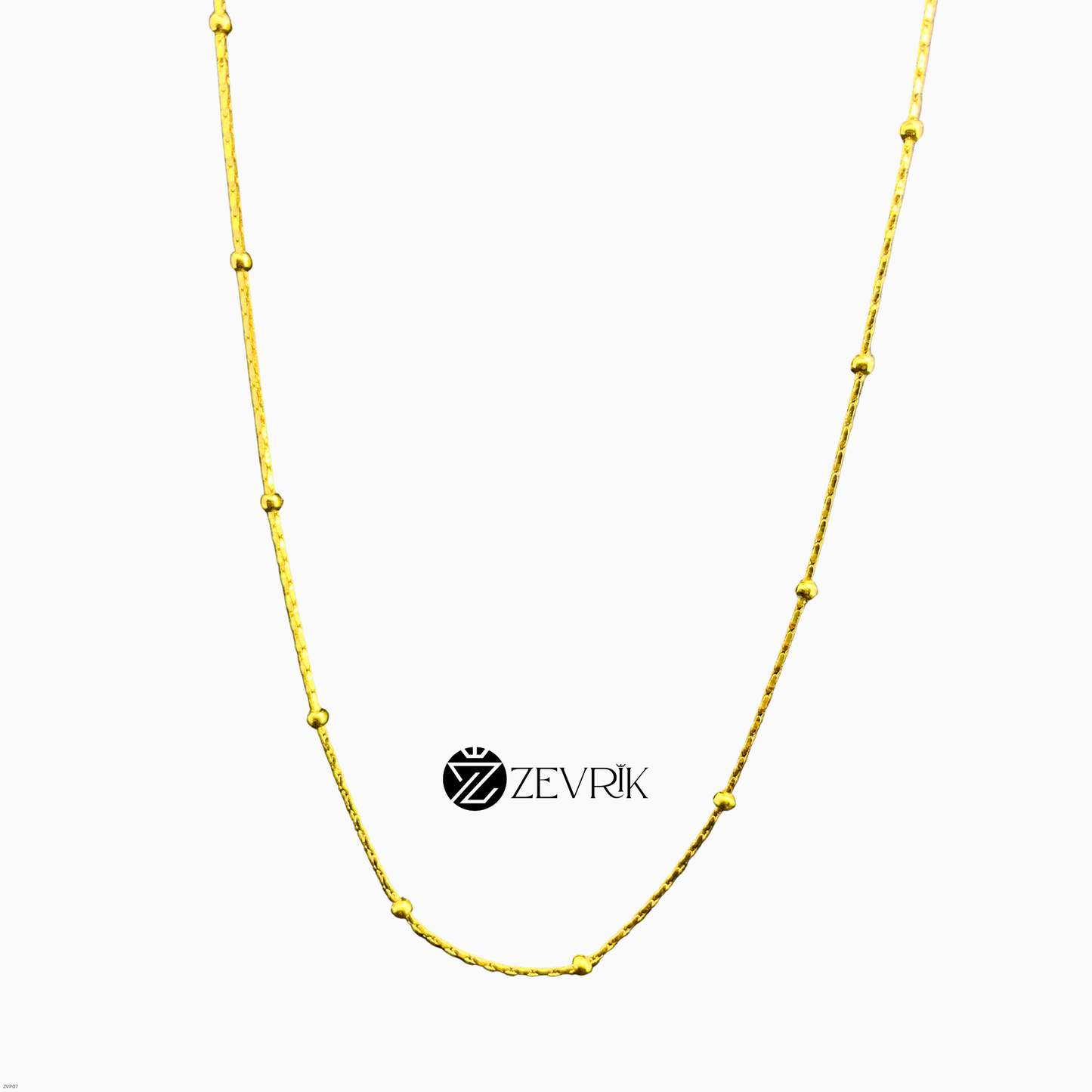 Elegant Gold Plated Beaded Link Chain Necklace for Women (24 Inch) - Zevrik