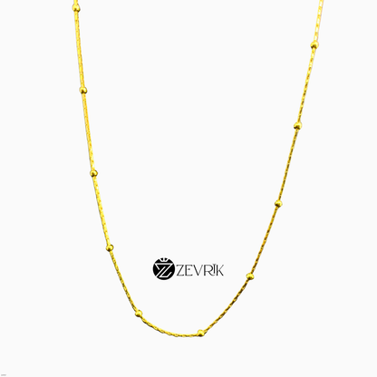 Elegant Gold Plated Beaded Link Chain Necklace for Women (24 Inch) - Zevrik