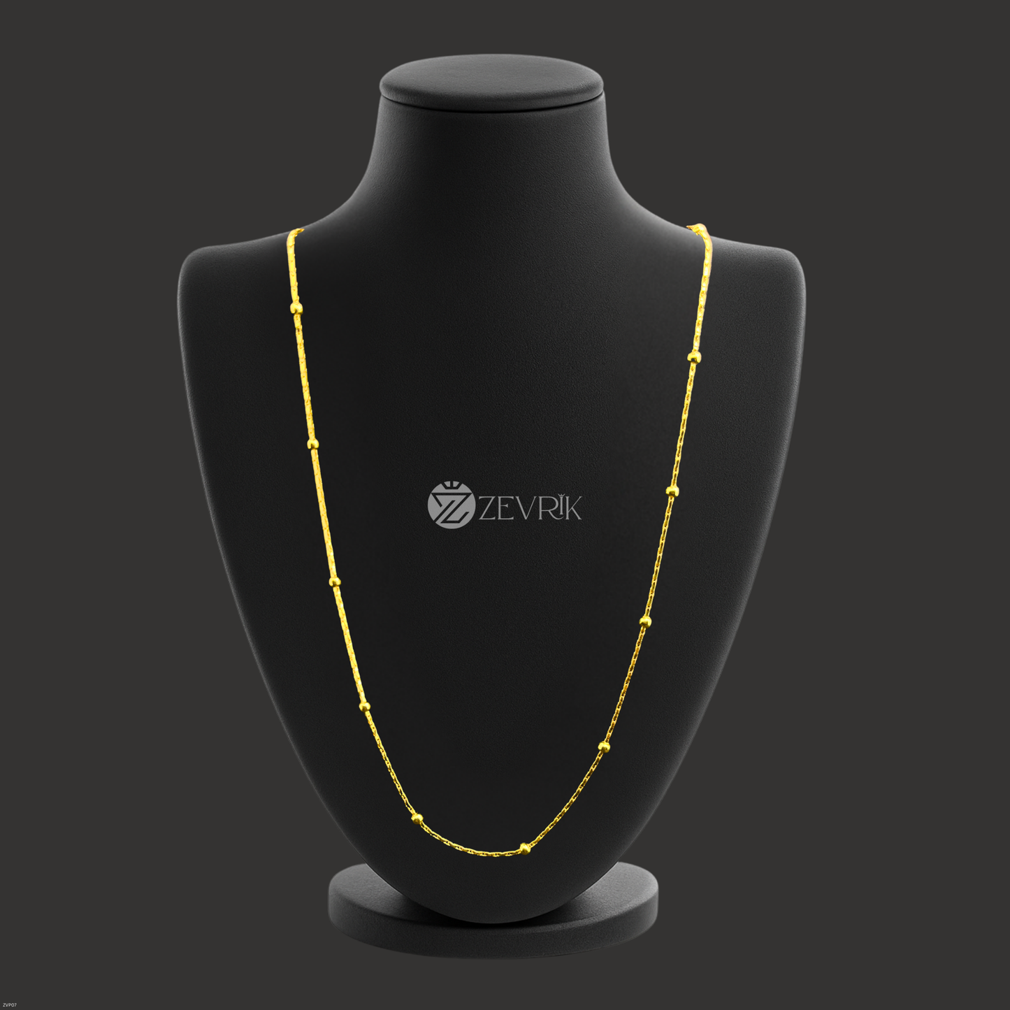 Elegant Gold Plated Beaded Link Chain Necklace for Women (24 Inch) - Zevrik