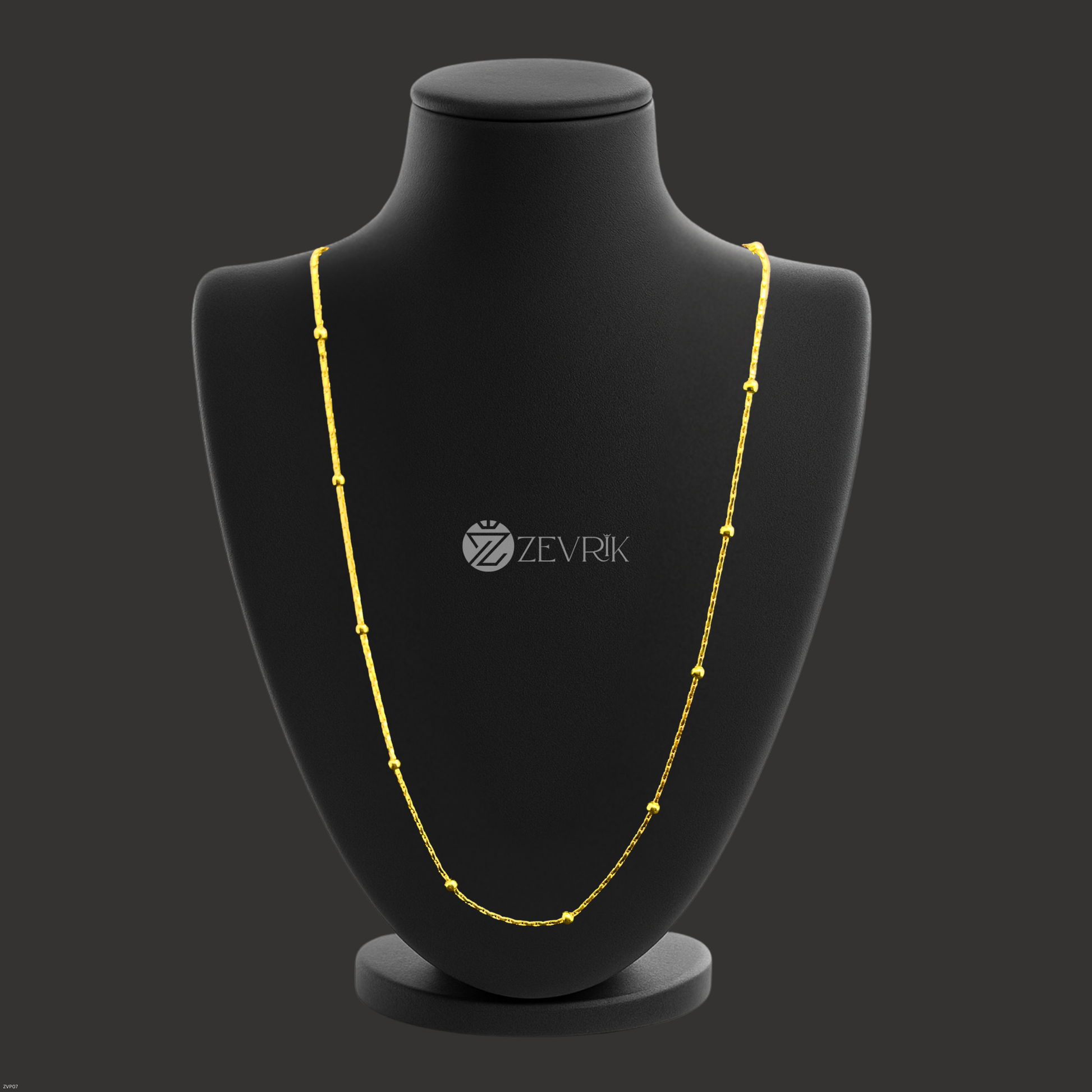 Elegant Gold Plated Beaded Link Chain Necklace for Women (24 Inch) - Zevrik