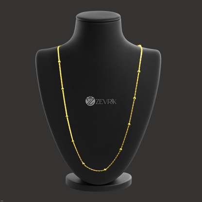 Elegant Gold Plated Beaded Link Chain Necklace for Women (24 Inch) - Zevrik