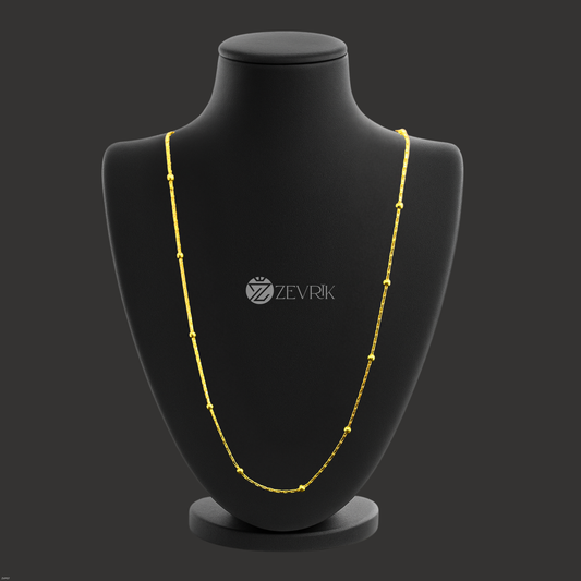 Elegant Gold Plated Beaded Link Chain Necklace for Women (24 Inch) - Zevrik