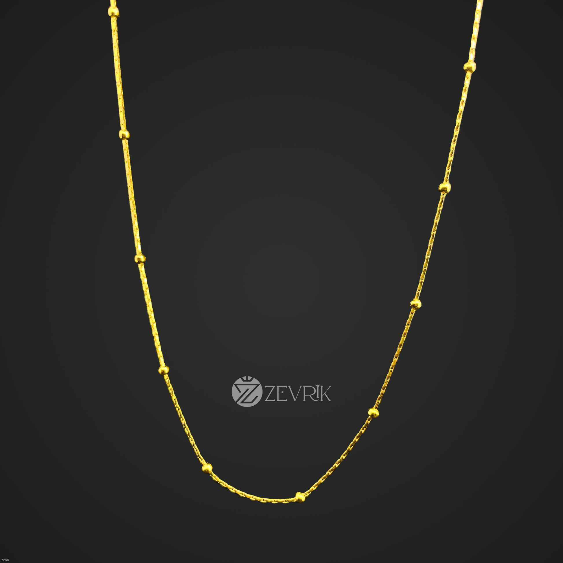 Elegant Gold Plated Beaded Link Chain Necklace for Women (24 Inch) - Zevrik