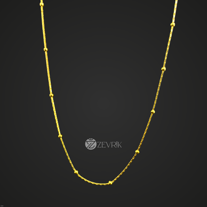 Elegant Gold Plated Beaded Link Chain Necklace for Women (24 Inch) - Zevrik