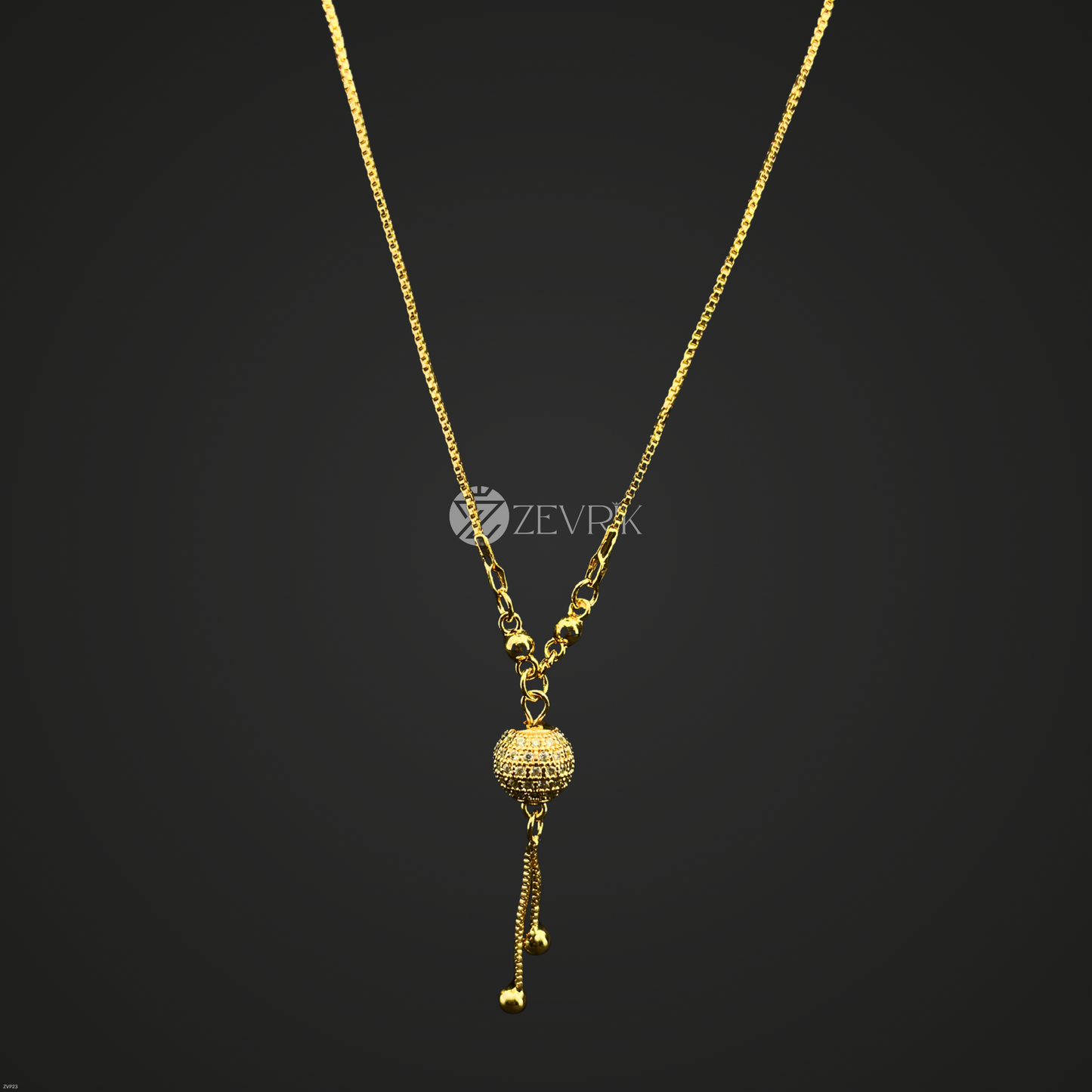 Elegant Gold Plated Drop Pendant Chain for Women (22 Inch) - Zevrik