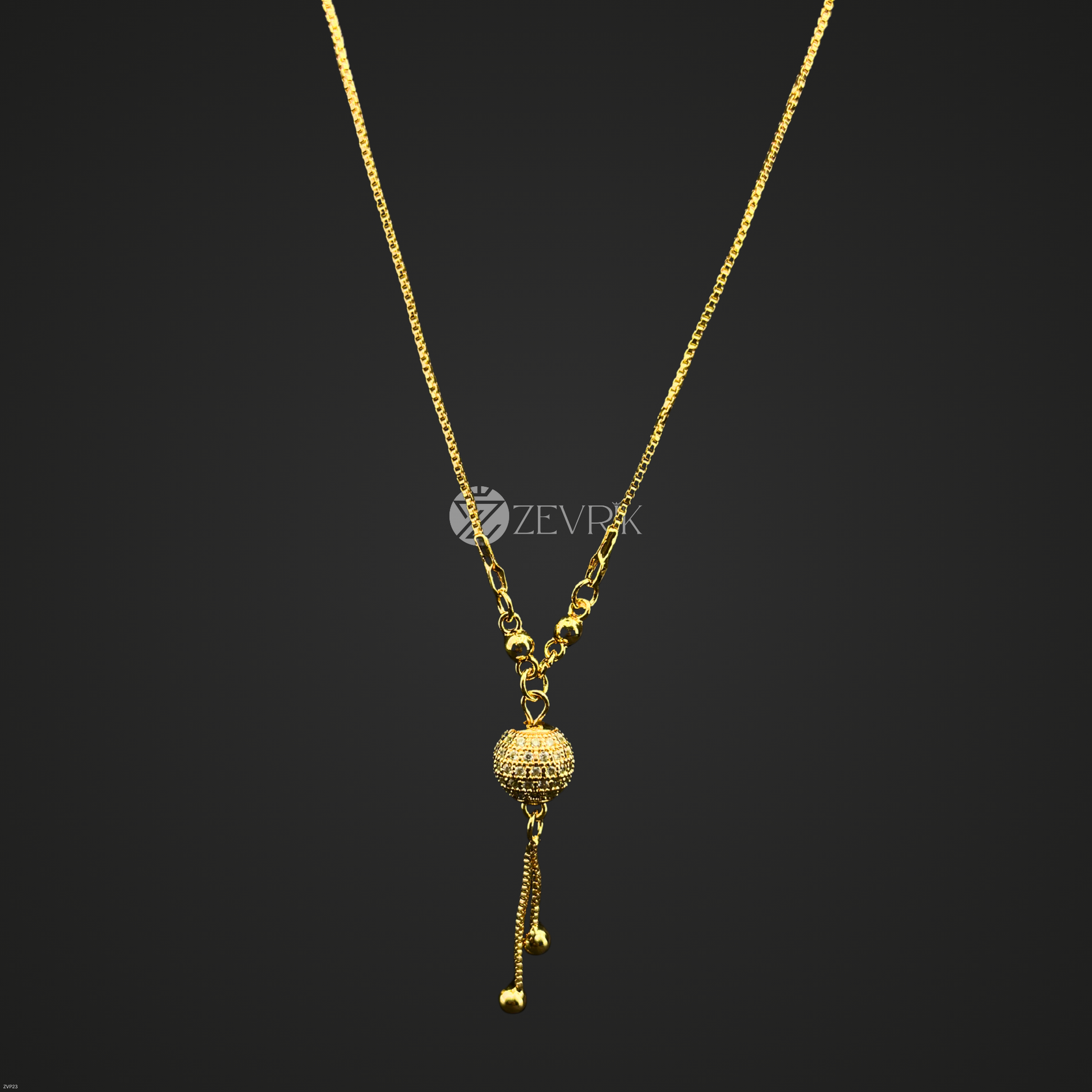 Elegant Gold Plated Drop Pendant Chain for Women (22 Inch) - Zevrik