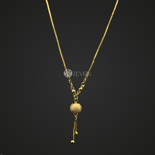 Elegant Gold Plated Drop Pendant Chain for Women (22 Inch) - Zevrik