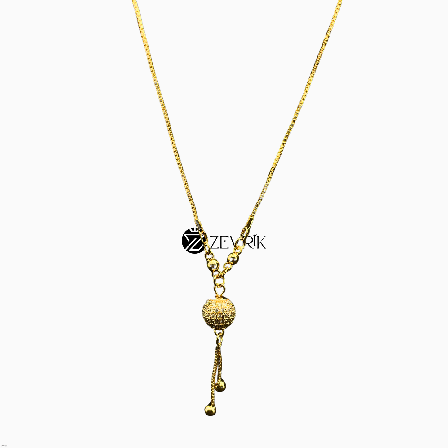 Elegant Gold Plated Drop Pendant Chain for Women (22 Inch) - Zevrik