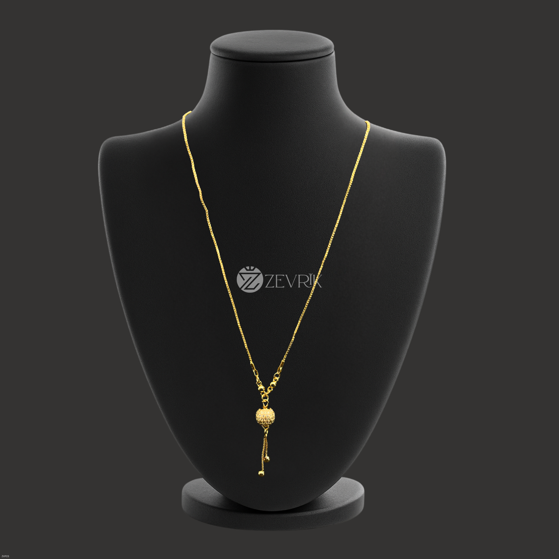 Elegant Gold Plated Drop Pendant Chain for Women (22 Inch) - Zevrik