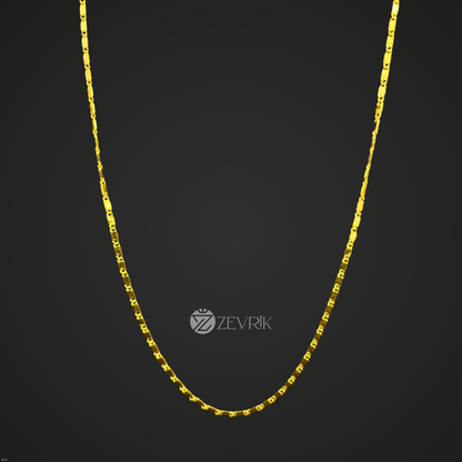 Flat Square Cut Gold Plated Imitation Chain for Women (24 Inch) - Zevrik