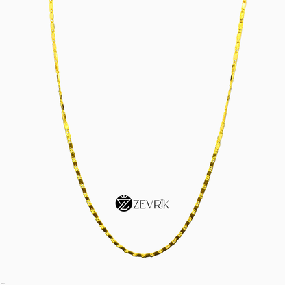 Flat Square Cut Gold Plated Imitation Chain for Women (24 Inch) - Zevrik
