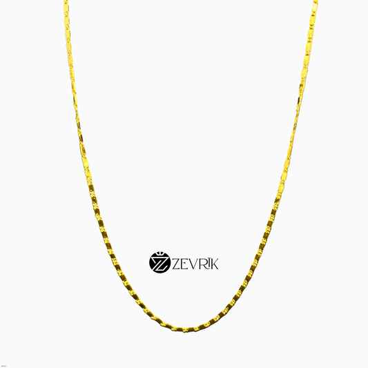 Flat Square Cut Gold Plated Imitation Chain for Women (24 Inch) - Zevrik