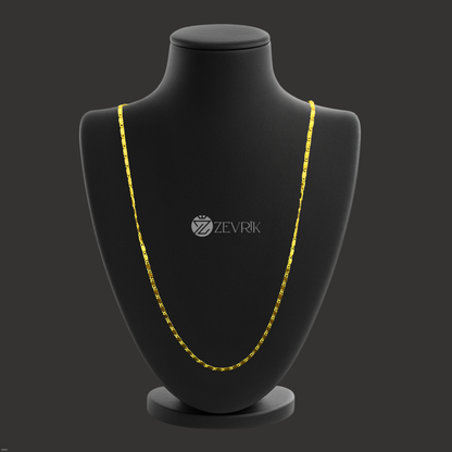 Flat Square Cut Gold Plated Imitation Chain for Women (24 Inch) - Zevrik