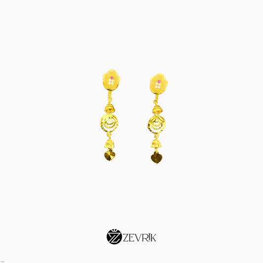 Floral Drop Gold Plated Imitation Earrings for Women - Zevrik