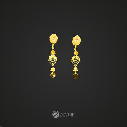 Floral Drop Gold Plated Imitation Earrings for Women - Zevrik