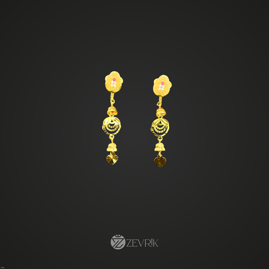 Floral Drop Gold Plated Imitation Earrings for Women - Zevrik