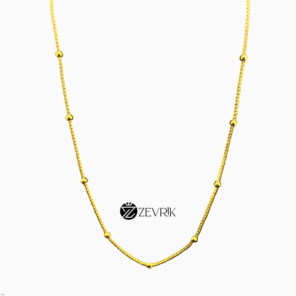 Golden Beaded Gold Plated Imitation Chain for Women (24 Inch) - Zevrik