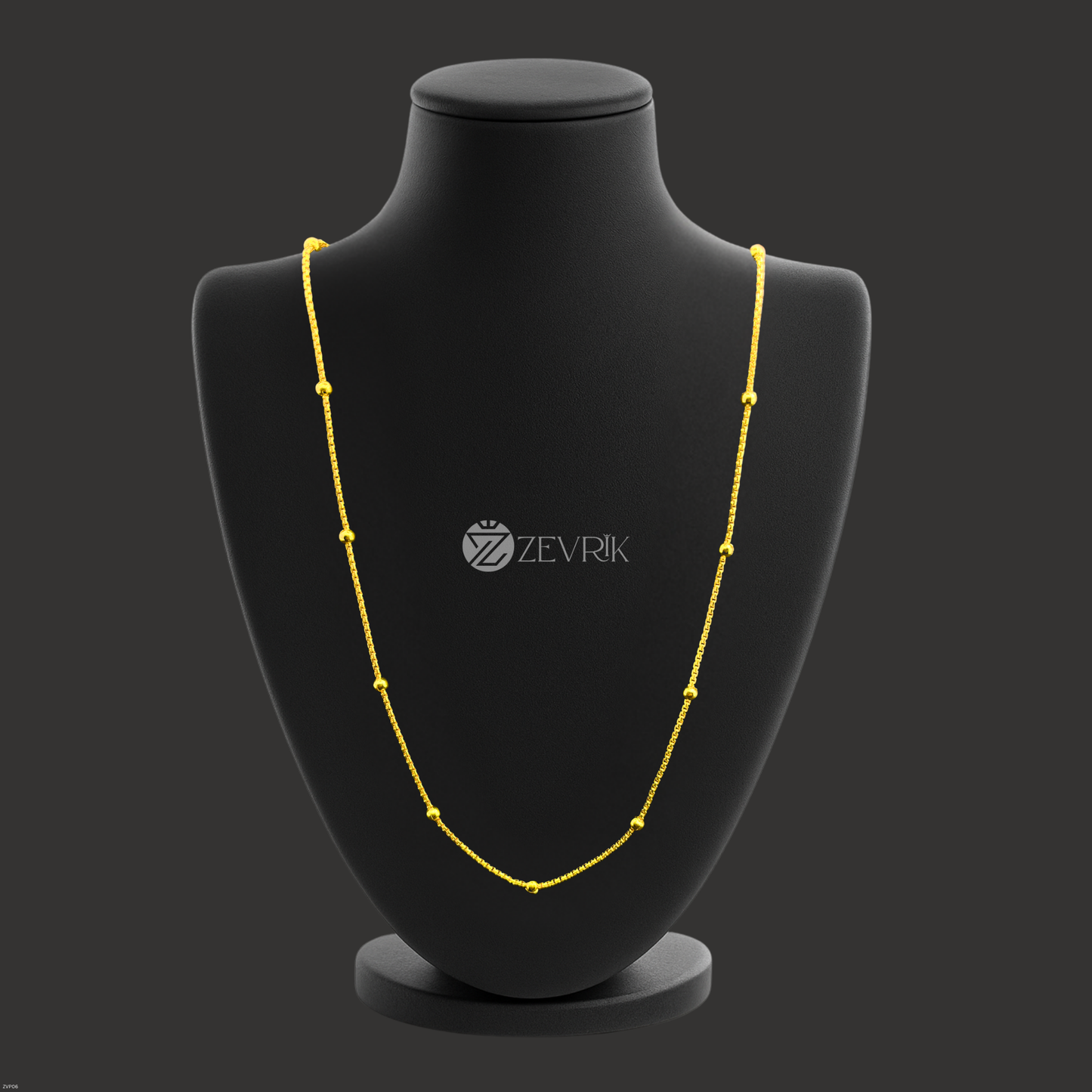 Golden Beaded Gold Plated Imitation Chain for Women (24 Inch) - Zevrik