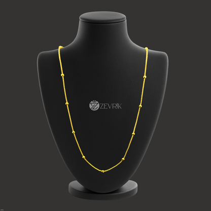 Golden Beaded Gold Plated Imitation Chain for Women (24 Inch) - Zevrik