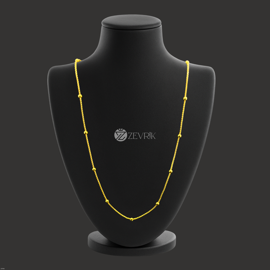 Golden Beaded Gold Plated Imitation Chain for Women (24 Inch) - Zevrik