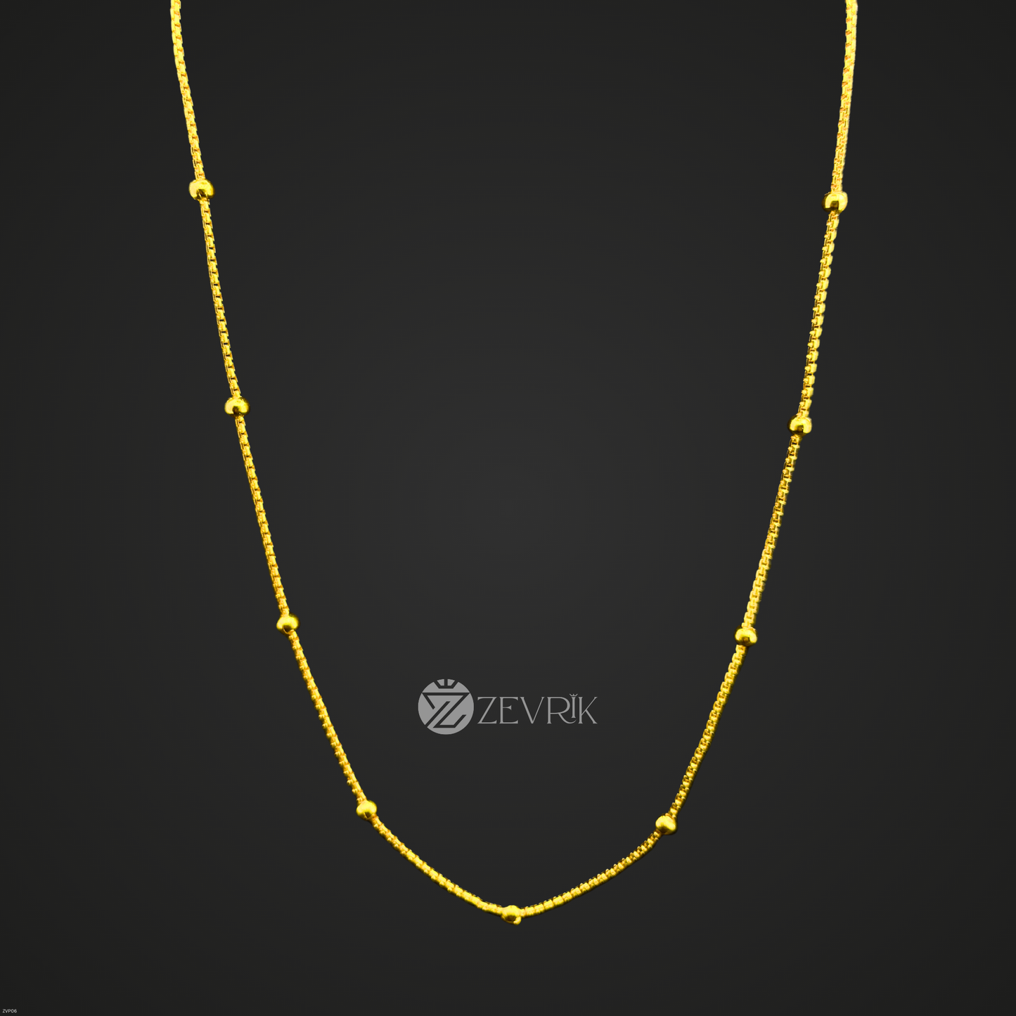 Golden Beaded Gold Plated Imitation Chain for Women (24 Inch) - Zevrik