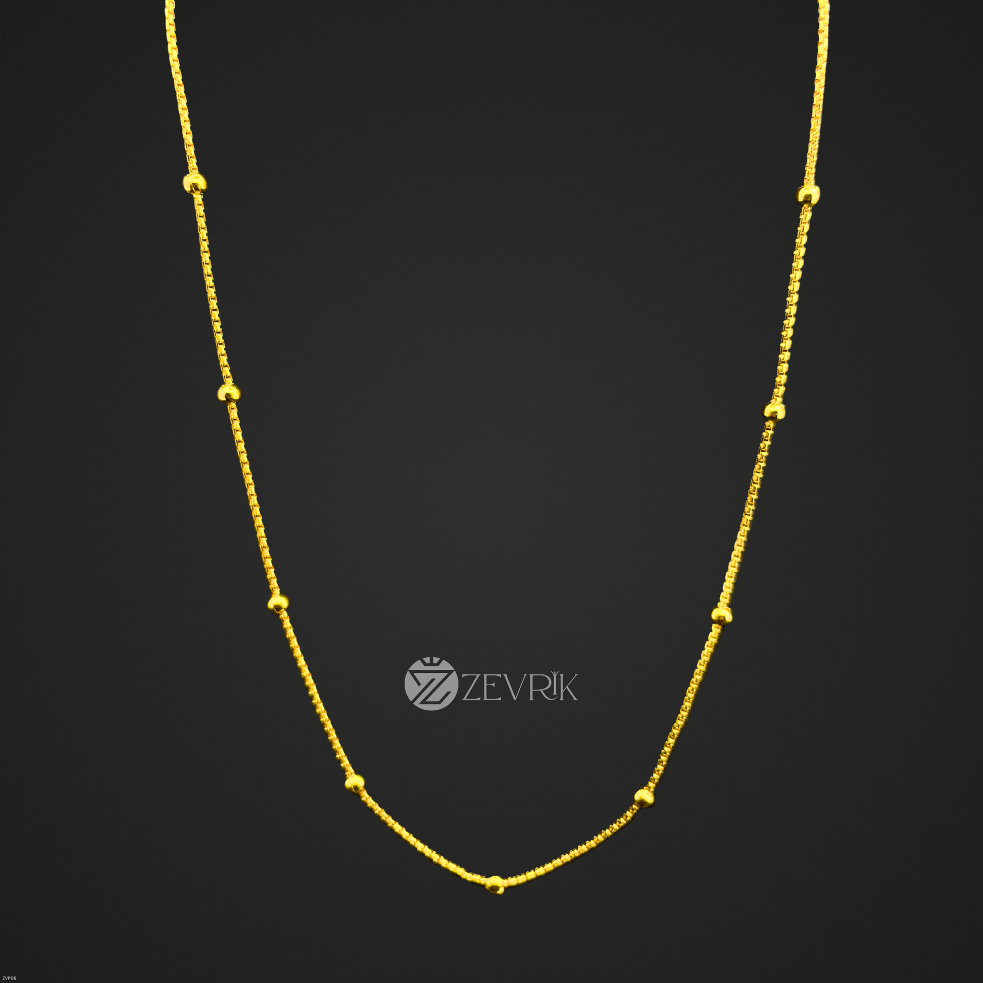 Golden Beaded Gold Plated Imitation Chain for Women (24 Inch) - Zevrik