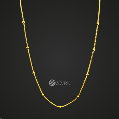 Golden Beaded Gold Plated Imitation Chain for Women (24 Inch) - Zevrik