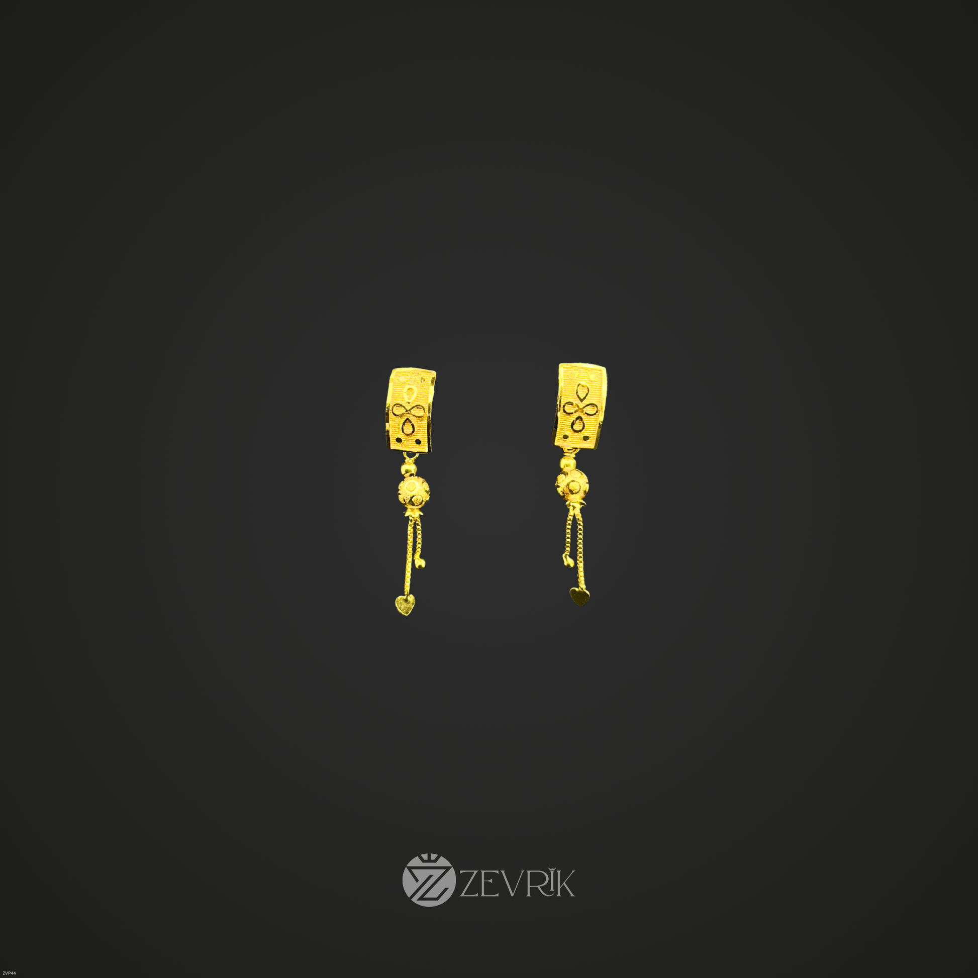 Golden Blossom Heart Drop Earrings for Women - Zevrik