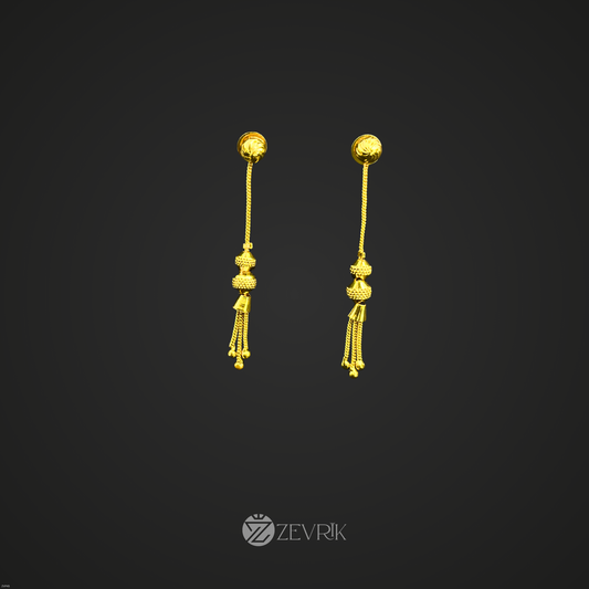 Golden Tassel Long Dangler Earrings for Women - Zevrik