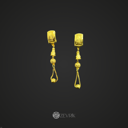 Golden Temple Charm Long Drop Earrings for Women - Zevrik