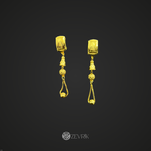 Golden Temple Charm Long Drop Earrings for Women - Zevrik