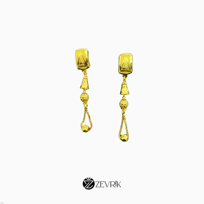 Golden Temple Charm Long Drop Earrings for Women - Zevrik