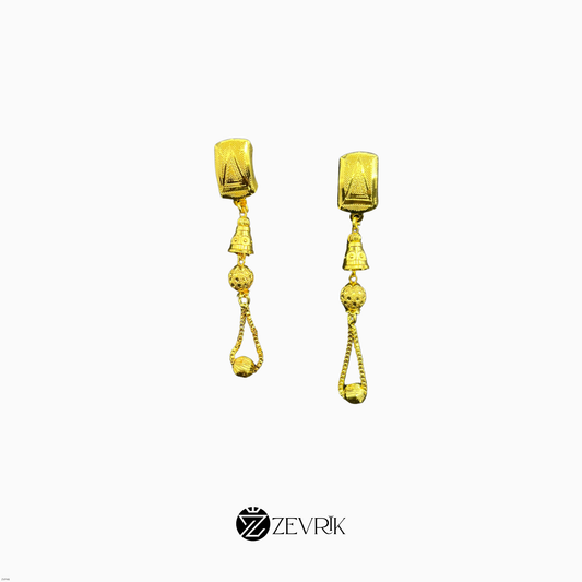Golden Temple Charm Long Drop Earrings for Women - Zevrik