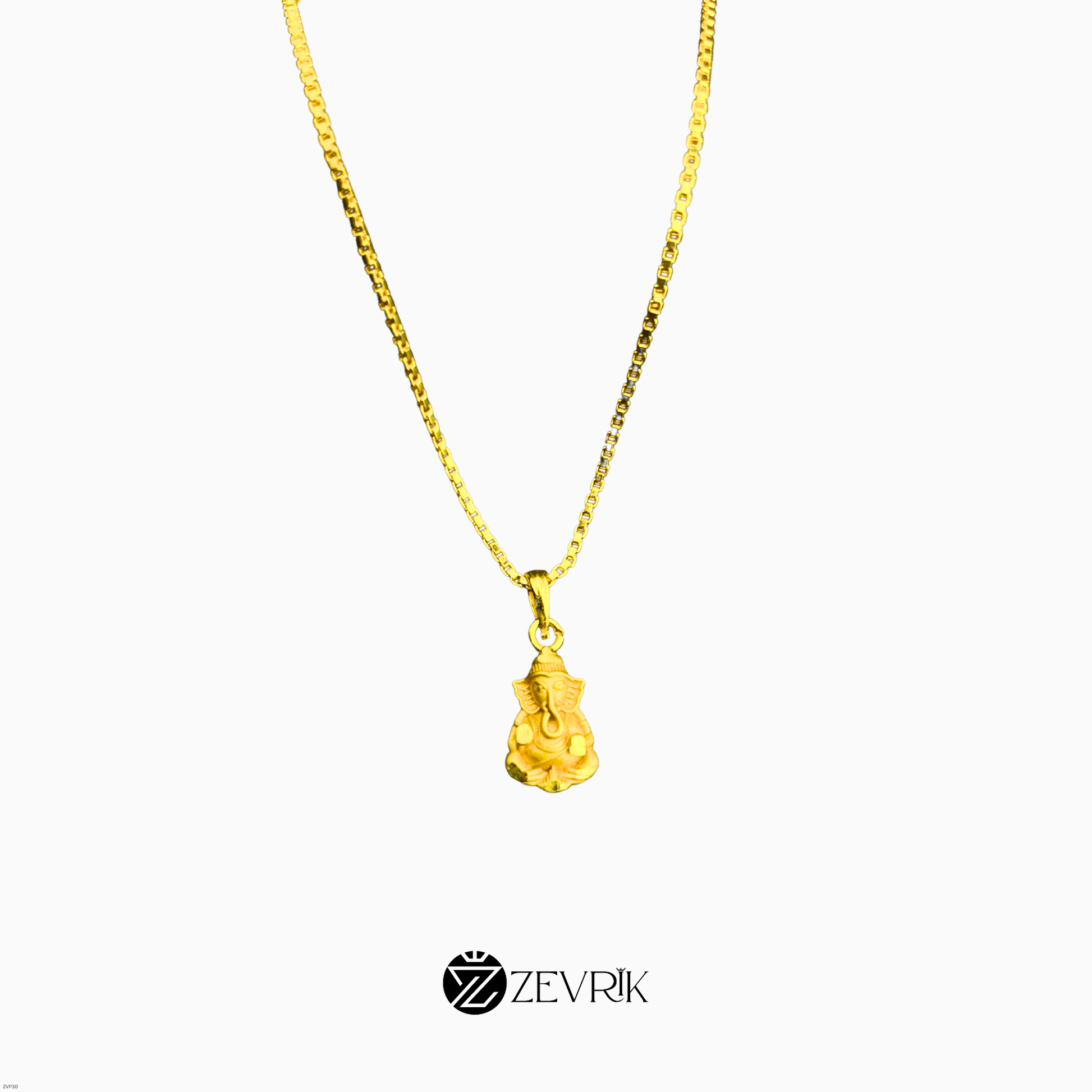 Lord Ganesha Gold Plated Pendant Chain for Men & Women (24 Inch) - Zevrik