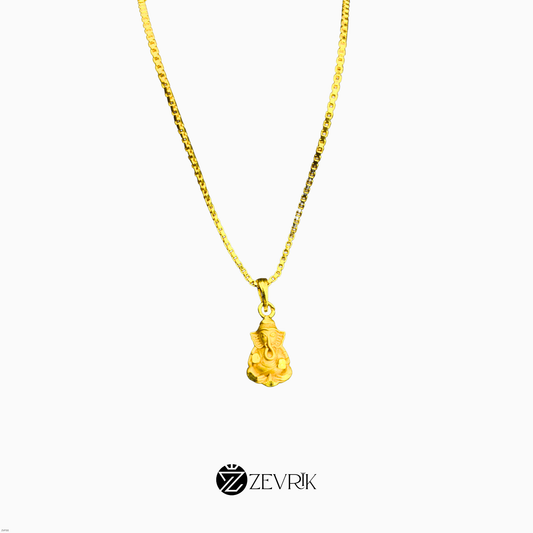 Lord Ganesha Gold Plated Pendant Chain for Men & Women (24 Inch) - Zevrik