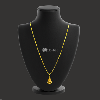 Lord Ganesha Gold Plated Pendant Chain for Men & Women (24 Inch) - Zevrik